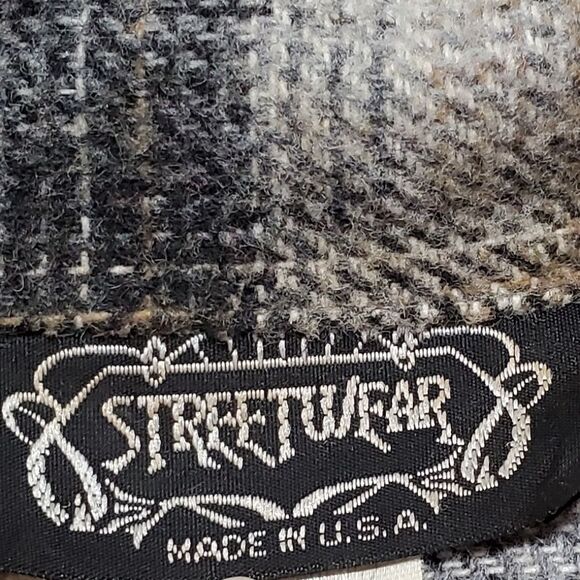 VINTAGE 1990s Stussy Streetwear Tan Flannel Oversized Wool Blend Button Up Coat - Picture 8 of 9